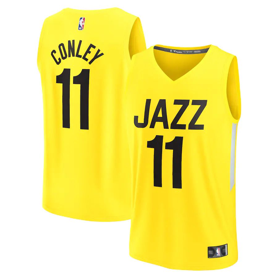 Men Utah Jazz 11 Mike Conley Fanatics Branded Yellow Icon Edition 2022-23 Fast Break Replica Player NBA Jersey
